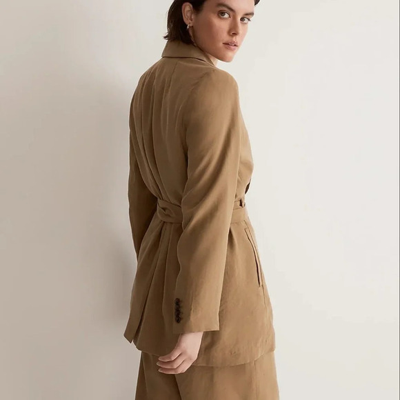 MADEWELL The Drapey Tie-Waist Blazer Tawny Olive Size XS - Picture 7 of 16
